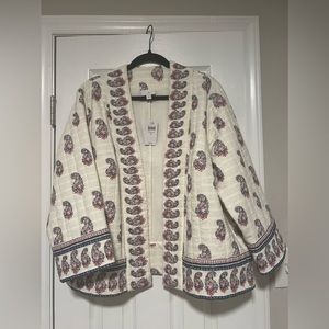 NWT J.Jill Quilted Jacket Cream Paisley Print Women’s XL